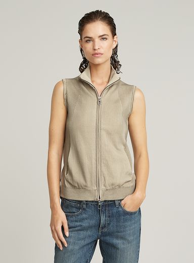 Washed Lightweight Zip Knitted Top